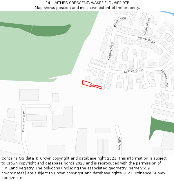 14, LAITHES CRESCENT, WAKEFIELD, WF2 9TR: Location map and indicative extent of plot