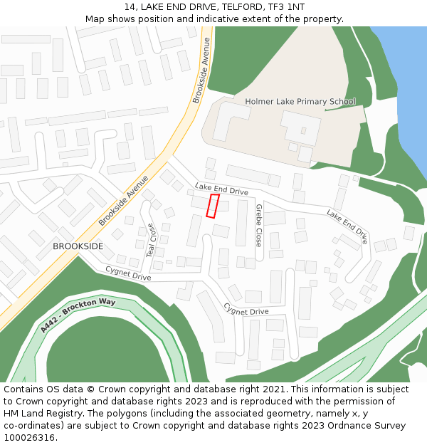14, LAKE END DRIVE, TELFORD, TF3 1NT: Location map and indicative extent of plot