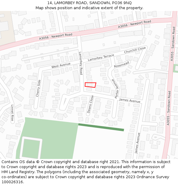 14, LAMORBEY ROAD, SANDOWN, PO36 9NQ: Location map and indicative extent of plot