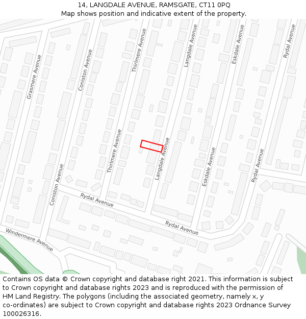 14, LANGDALE AVENUE, RAMSGATE, CT11 0PQ: Location map and indicative extent of plot