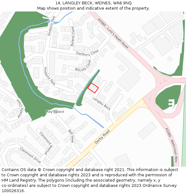 14, LANGLEY BECK, WIDNES, WA8 9NQ: Location map and indicative extent of plot