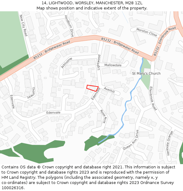 14, LIGHTWOOD, WORSLEY, MANCHESTER, M28 1ZL: Location map and indicative extent of plot