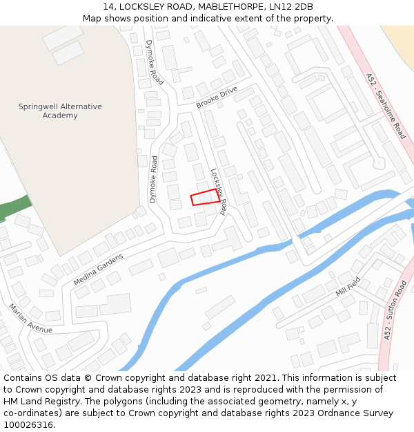 14, LOCKSLEY ROAD, MABLETHORPE, LN12 2DB: Location map and indicative extent of plot