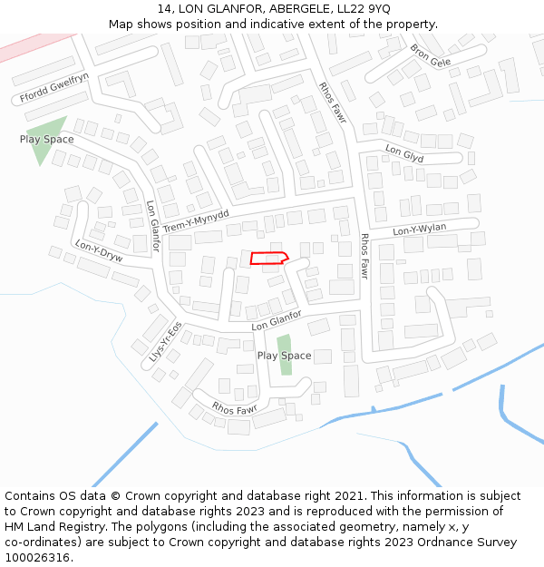 14, LON GLANFOR, ABERGELE, LL22 9YQ: Location map and indicative extent of plot