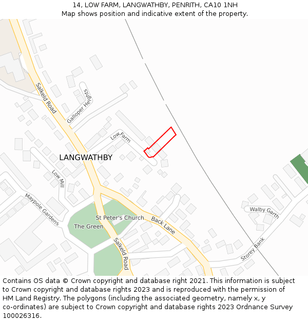 14, LOW FARM, LANGWATHBY, PENRITH, CA10 1NH: Location map and indicative extent of plot