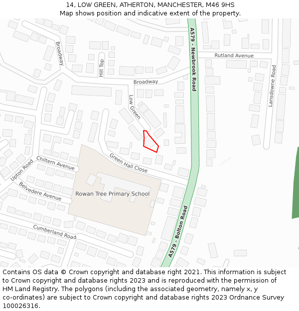 14, LOW GREEN, ATHERTON, MANCHESTER, M46 9HS: Location map and indicative extent of plot