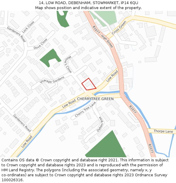 14, LOW ROAD, DEBENHAM, STOWMARKET, IP14 6QU: Location map and indicative extent of plot