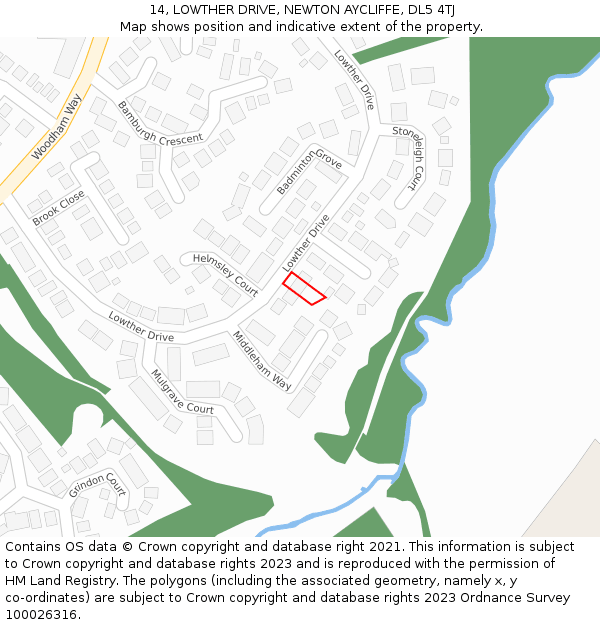 14, LOWTHER DRIVE, NEWTON AYCLIFFE, DL5 4TJ: Location map and indicative extent of plot