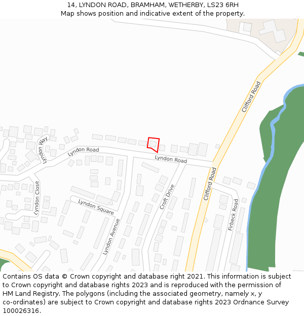 14, LYNDON ROAD, BRAMHAM, WETHERBY, LS23 6RH: Location map and indicative extent of plot