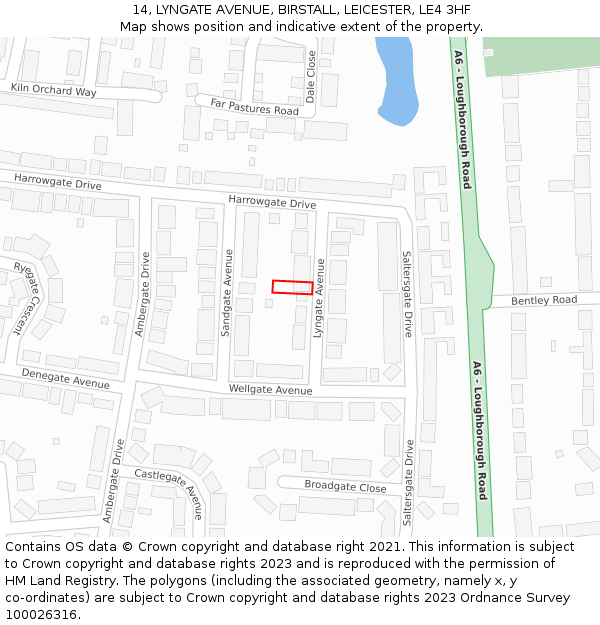 14, LYNGATE AVENUE, BIRSTALL, LEICESTER, LE4 3HF: Location map and indicative extent of plot