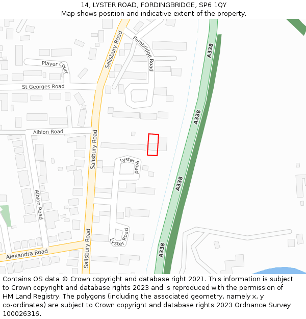 14, LYSTER ROAD, FORDINGBRIDGE, SP6 1QY: Location map and indicative extent of plot