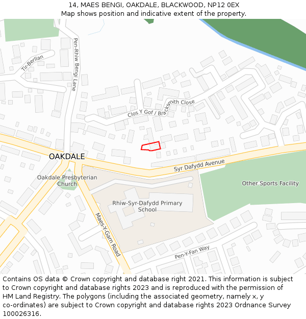 14, MAES BENGI, OAKDALE, BLACKWOOD, NP12 0EX: Location map and indicative extent of plot