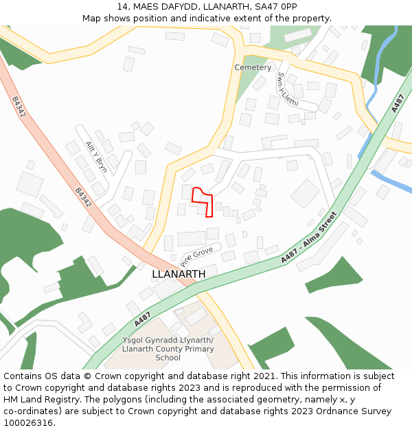 14, MAES DAFYDD, LLANARTH, SA47 0PP: Location map and indicative extent of plot