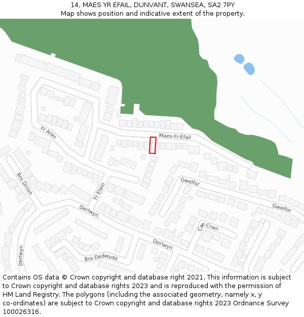 14, MAES YR EFAIL, DUNVANT, SWANSEA, SA2 7PY: Location map and indicative extent of plot