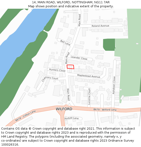 14, MAIN ROAD, WILFORD, NOTTINGHAM, NG11 7AR: Location map and indicative extent of plot