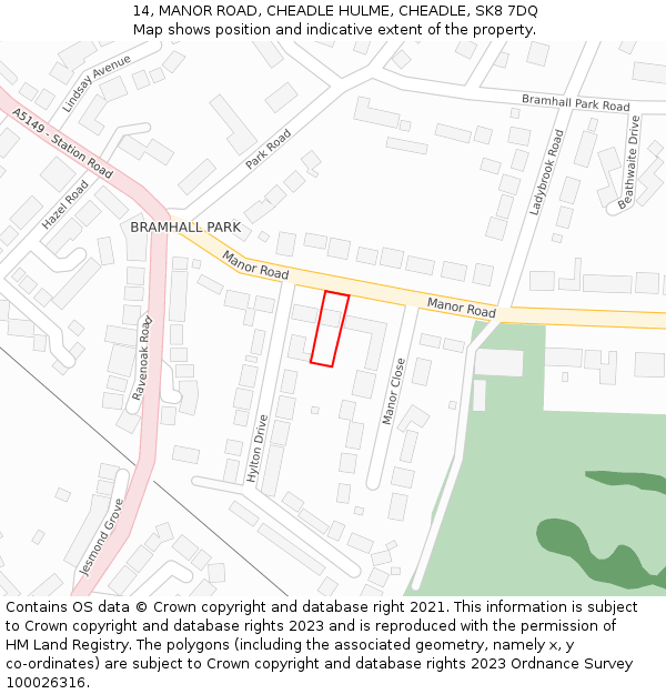 14, MANOR ROAD, CHEADLE HULME, CHEADLE, SK8 7DQ: Location map and indicative extent of plot