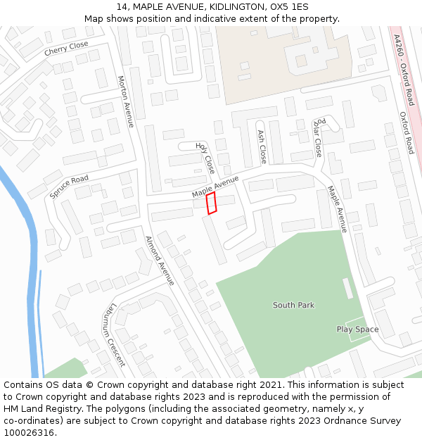 14, MAPLE AVENUE, KIDLINGTON, OX5 1ES: Location map and indicative extent of plot