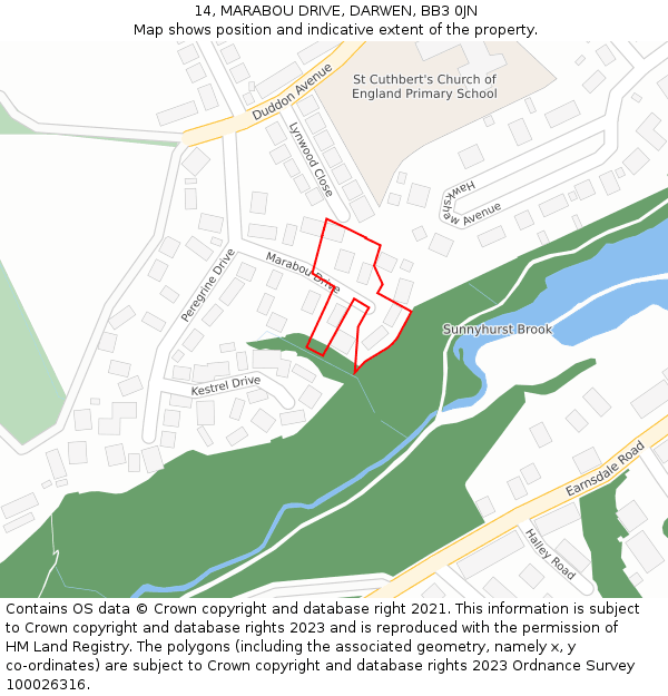 14, MARABOU DRIVE, DARWEN, BB3 0JN: Location map and indicative extent of plot