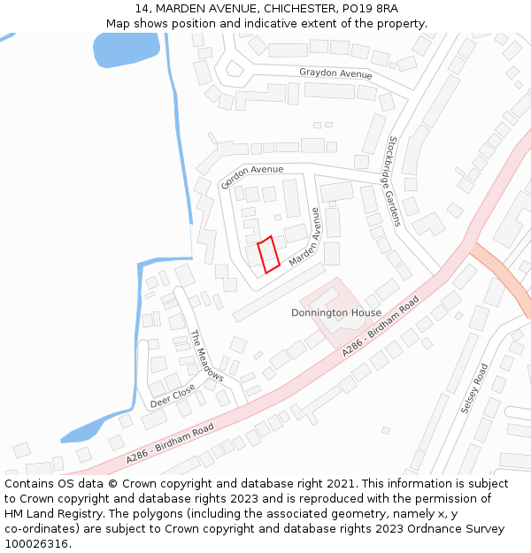 14, MARDEN AVENUE, CHICHESTER, PO19 8RA: Location map and indicative extent of plot