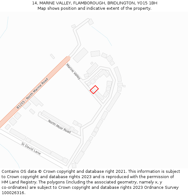 14, MARINE VALLEY, FLAMBOROUGH, BRIDLINGTON, YO15 1BH: Location map and indicative extent of plot