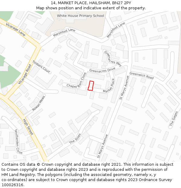 14, MARKET PLACE, HAILSHAM, BN27 2PY: Location map and indicative extent of plot