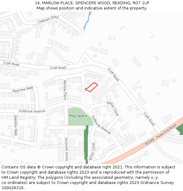 14, MARLOW PLACE, SPENCERS WOOD, READING, RG7 1UF: Location map and indicative extent of plot