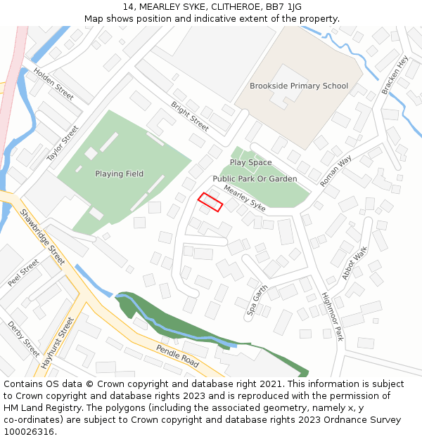 14, MEARLEY SYKE, CLITHEROE, BB7 1JG: Location map and indicative extent of plot