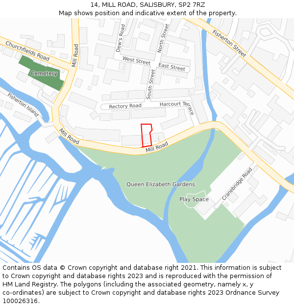 14, MILL ROAD, SALISBURY, SP2 7RZ: Location map and indicative extent of plot