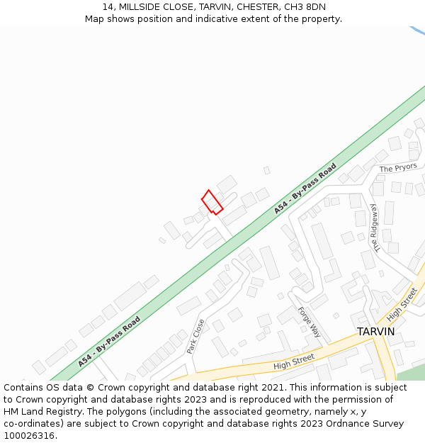 14, MILLSIDE CLOSE, TARVIN, CHESTER, CH3 8DN: Location map and indicative extent of plot