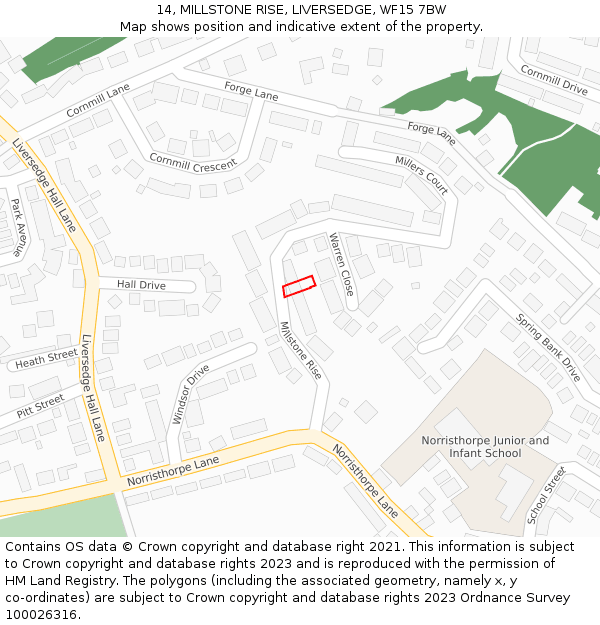 14, MILLSTONE RISE, LIVERSEDGE, WF15 7BW: Location map and indicative extent of plot