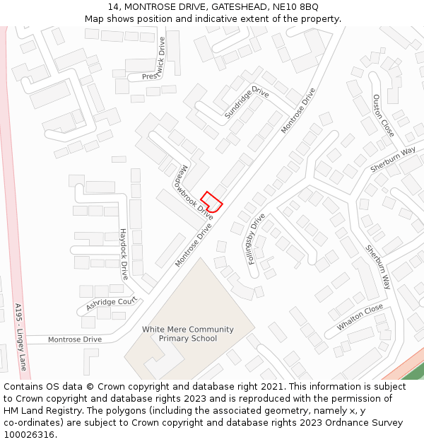 14, MONTROSE DRIVE, GATESHEAD, NE10 8BQ: Location map and indicative extent of plot