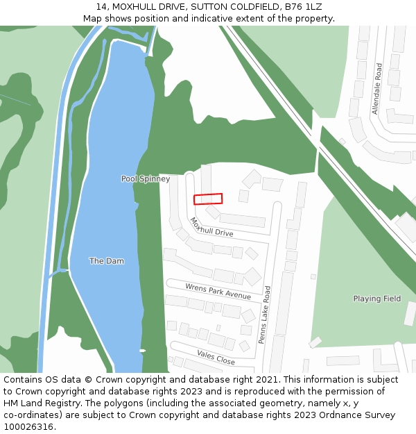 14, MOXHULL DRIVE, SUTTON COLDFIELD, B76 1LZ: Location map and indicative extent of plot