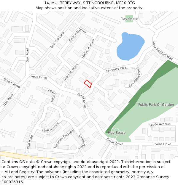 14, MULBERRY WAY, SITTINGBOURNE, ME10 3TG: Location map and indicative extent of plot