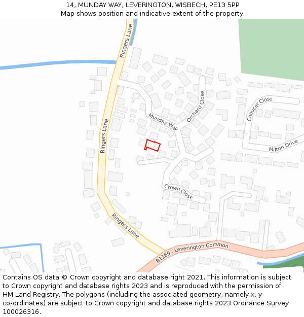 14, MUNDAY WAY, LEVERINGTON, WISBECH, PE13 5PP: Location map and indicative extent of plot