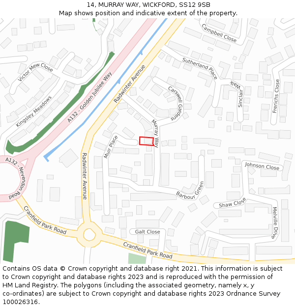 14, MURRAY WAY, WICKFORD, SS12 9SB: Location map and indicative extent of plot