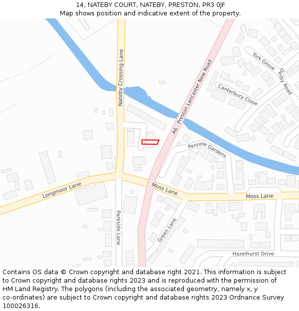 14, NATEBY COURT, NATEBY, PRESTON, PR3 0JF: Location map and indicative extent of plot