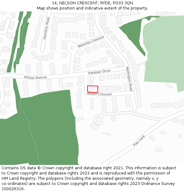 14, NELSON CRESCENT, RYDE, PO33 3QN: Location map and indicative extent of plot