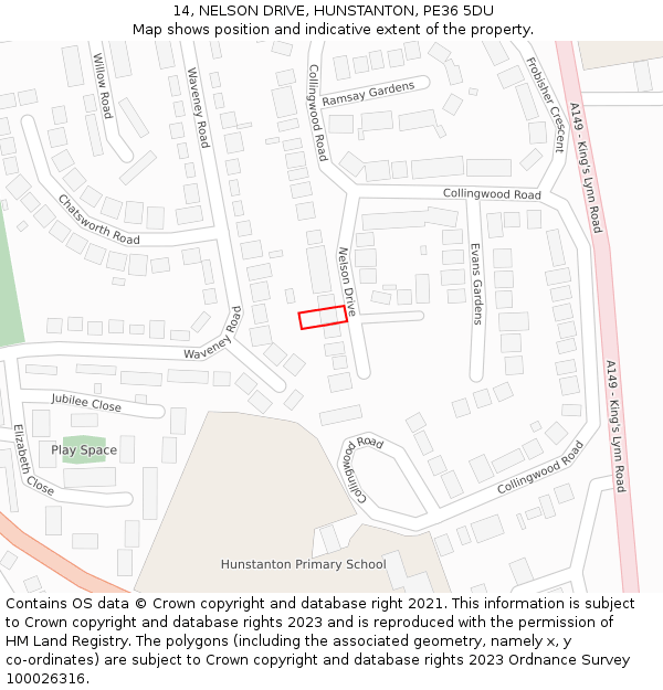 14, NELSON DRIVE, HUNSTANTON, PE36 5DU: Location map and indicative extent of plot