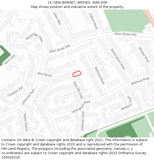 14, NEW BARNET, WIDNES, WA8 9GR: Location map and indicative extent of plot