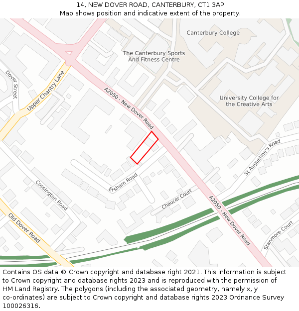 14, NEW DOVER ROAD, CANTERBURY, CT1 3AP: Location map and indicative extent of plot