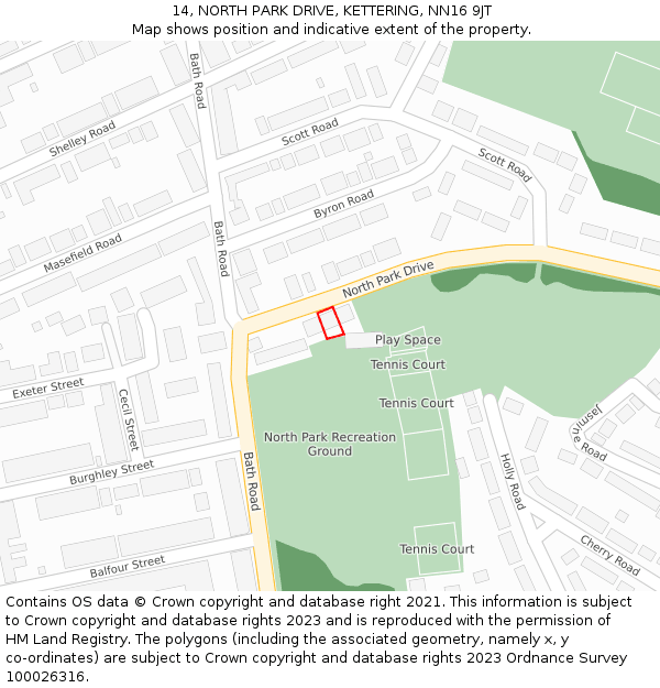 14, NORTH PARK DRIVE, KETTERING, NN16 9JT: Location map and indicative extent of plot