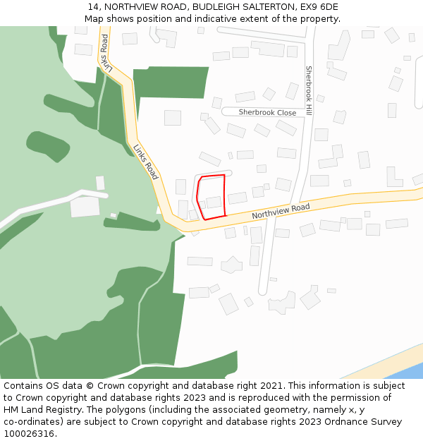 14, NORTHVIEW ROAD, BUDLEIGH SALTERTON, EX9 6DE: Location map and indicative extent of plot