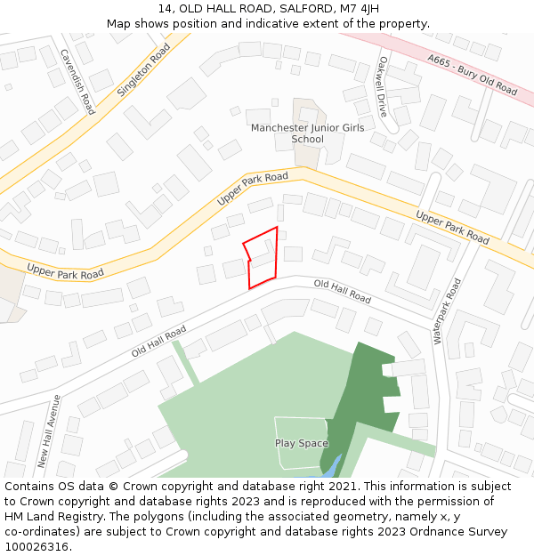 14, OLD HALL ROAD, SALFORD, M7 4JH: Location map and indicative extent of plot