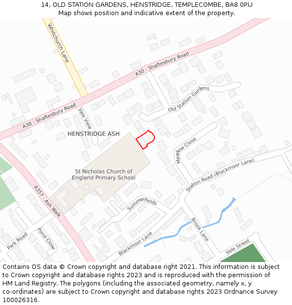 14, OLD STATION GARDENS, HENSTRIDGE, TEMPLECOMBE, BA8 0PU: Location map and indicative extent of plot