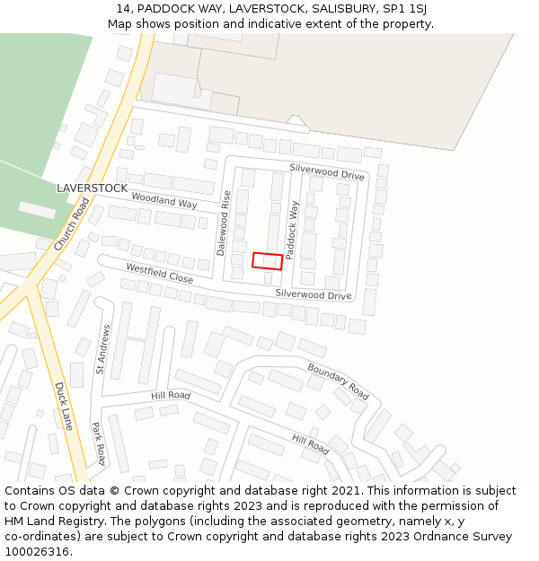 14, PADDOCK WAY, LAVERSTOCK, SALISBURY, SP1 1SJ: Location map and indicative extent of plot