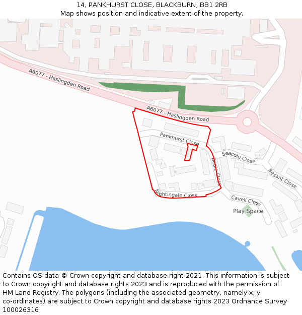 14, PANKHURST CLOSE, BLACKBURN, BB1 2RB: Location map and indicative extent of plot