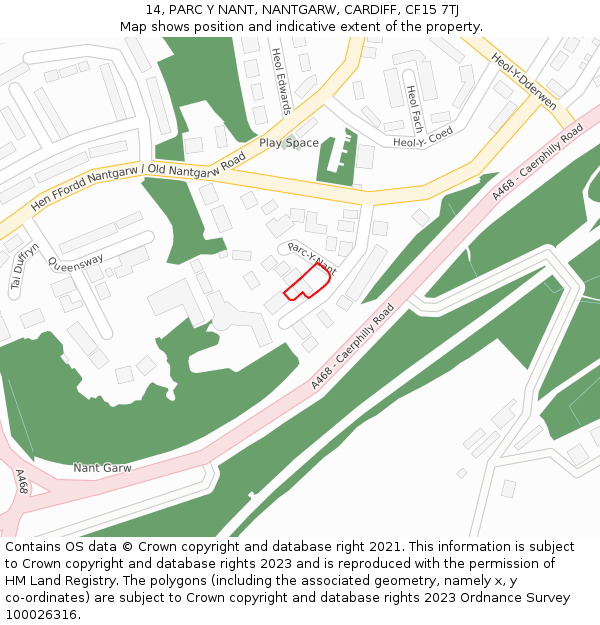 14, PARC Y NANT, NANTGARW, CARDIFF, CF15 7TJ: Location map and indicative extent of plot