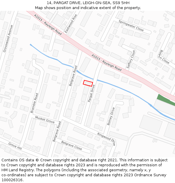 14, PARGAT DRIVE, LEIGH-ON-SEA, SS9 5HH: Location map and indicative extent of plot