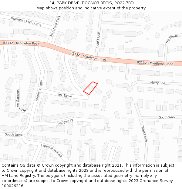 14, PARK DRIVE, BOGNOR REGIS, PO22 7RD: Location map and indicative extent of plot