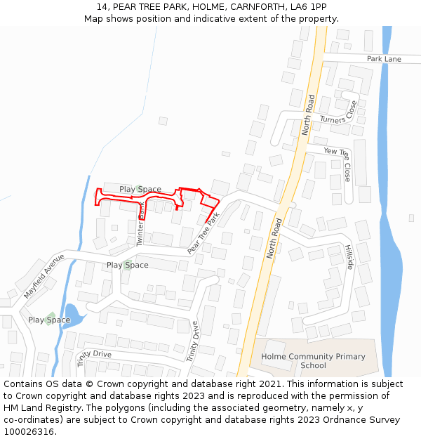 14, PEAR TREE PARK, HOLME, CARNFORTH, LA6 1PP: Location map and indicative extent of plot